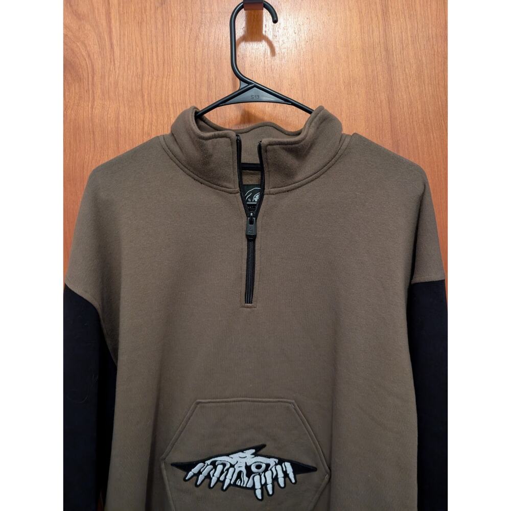 Lurking Class Men's Olive & Black Size XL 1/4 Zip Sweatshirt Skeleton NWOT - Picture 2 of 8